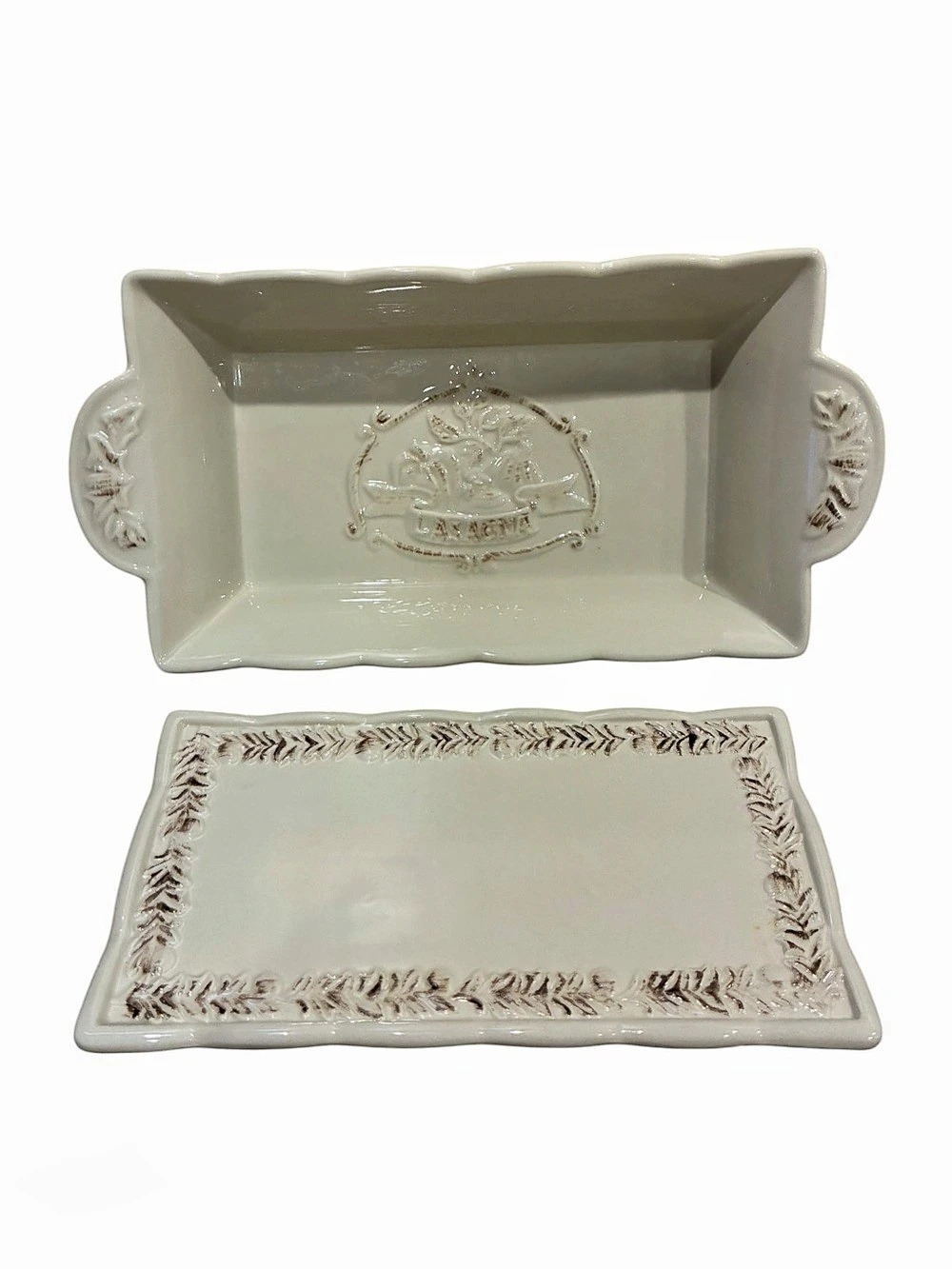 Temp-tations Scallop Edge Old World Floral Serveware Set Baker 2.5 Quart Baker